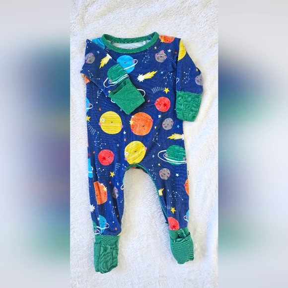 Little Sleepies Cosmic Adventure Footie - Blue and Green - Picture 1 of 3